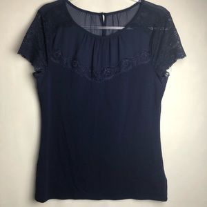 Express dark blue short sleeve blouse